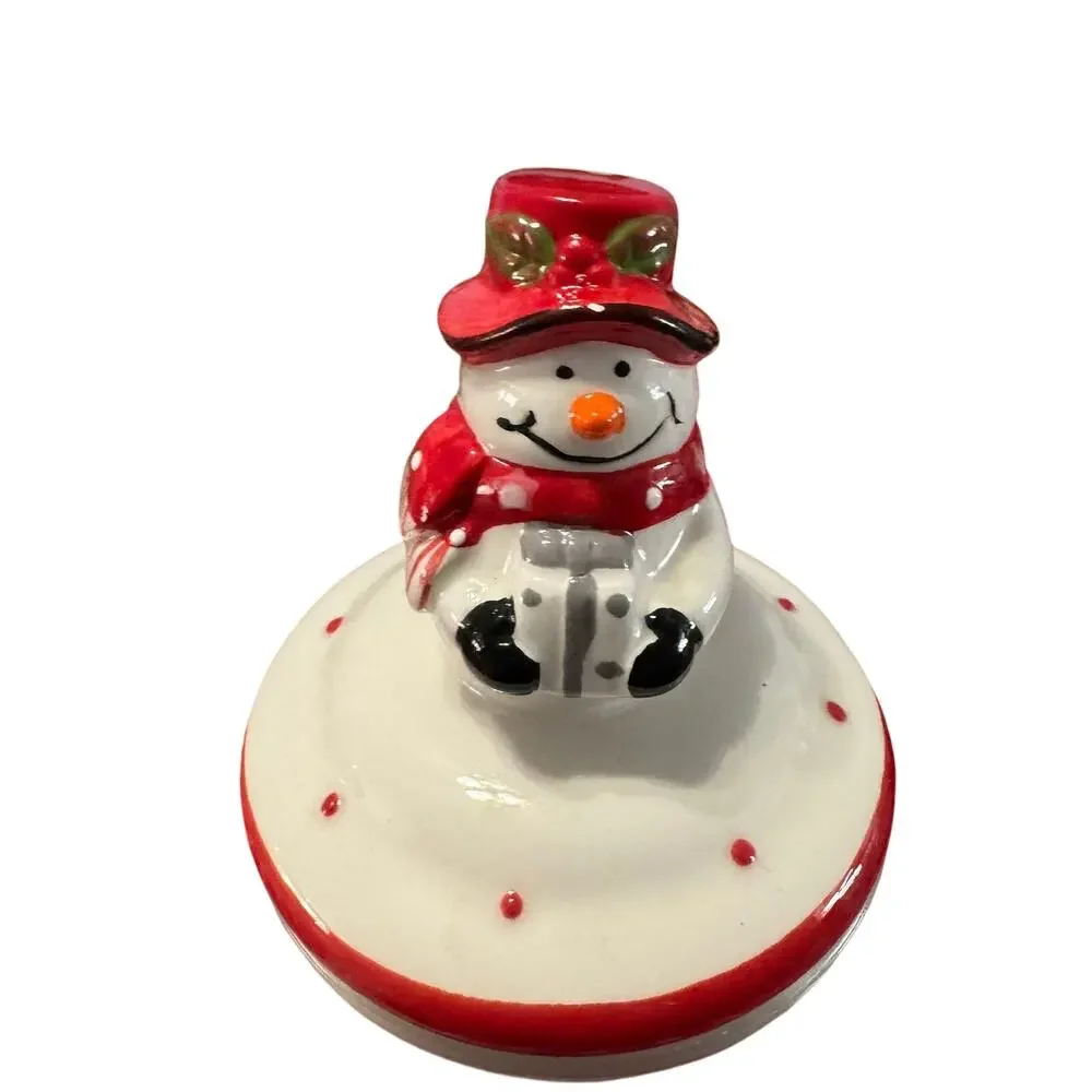 NEW Winter Christmas Snowman Glass Canister Jar w/ Lid 42.3 Fl Oz / 1.25 Liters
